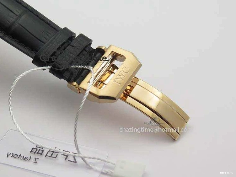 MIROTIME 0325 Classic Portuguese IW371482 ZF 1:1 Best Edition RG Gray Dial Gold Markers On Black Leather Strap A 7265